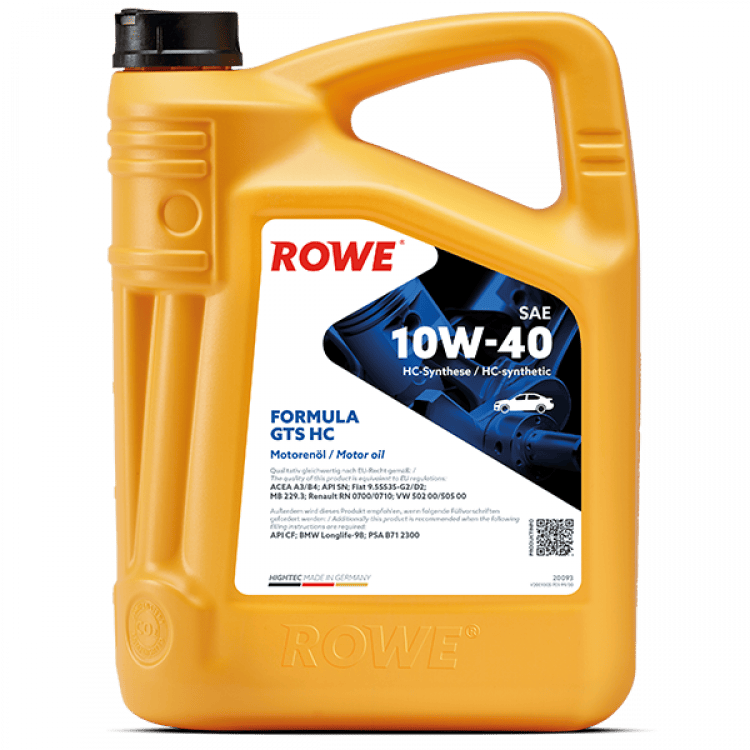 ROWE HIGHTEC FORMULA GTS HC 10W-40 API SN/CF; ACEA A3/B4 синтетическое 5 л 20093-0050-99